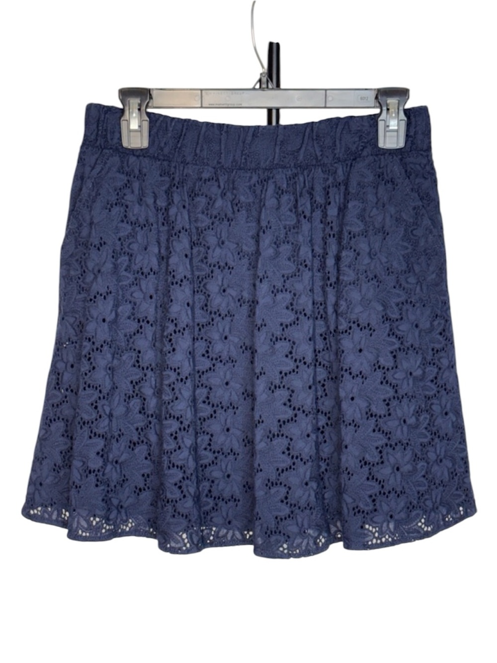 The Webster Navy Cotton Floral Lace Skater Skirt Small